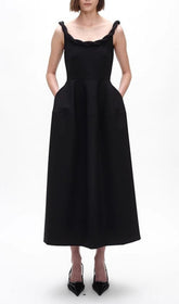 Emmet Black Midi Dress