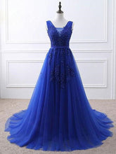 Beautiful Blue Tulle Long Prom Dress