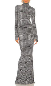 Gilmore Chic Plaid Turtleneck Maxi Dress