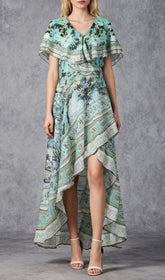 Jaymes Artistic Print High-Low Maxi Dress