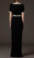 Euterpe Dazzling Black Crystal Maxi Dress