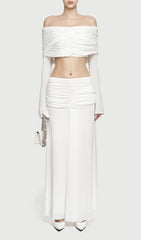 Jamuna Elegant Ruched Two-Piece Maxi Skirt Set