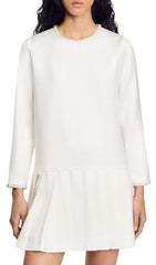 Chic Princesse Beaded Neck Pleated Satin Mini Dress