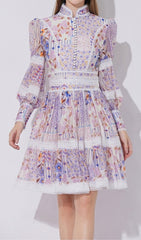 Erla Romantic Purple Floral Tiered Mini Dress