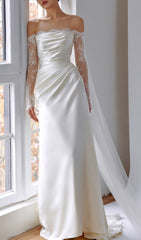 Colleen Off-Shoulder Lace Wedding Dress with Pockets