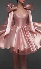 Jazzlyn Blush Pink Satin Bow Mini Dress