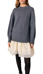 Roganza Mixed Media Tiered Sweater Dress