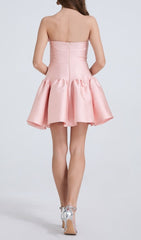 Denae Chic Pink Strapless Rosette Mini Dress
