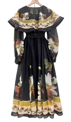 Helena Enchanting Floral Print Cape Maxi Dress for Women