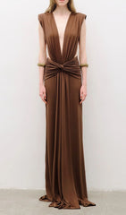 Joselyn Deep V-Neck Knotted Maxi Dress