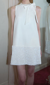 Gayle White Sequin Bow Mini Dress