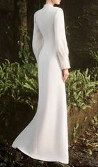 Fuyuko White Diamante Cape Maxi Dress