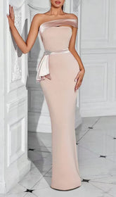 Eloise Luxe Blush Pink Off-Shoulder Maxi Gown