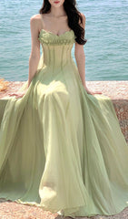 Fala Green Ethereal Sweetheart Maxi Dress