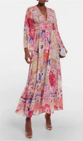 Brianne Pink Floral Maxi Dress for Women