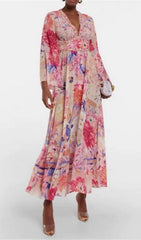 Brianne Pink Floral Maxi Dress for Women