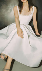 Azzurra White Diamond Embellished Midi Dress