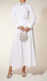 Eilert Chic White Ruched Shirt Dress