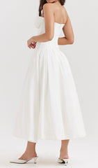 Devani White Strapless Corset Midi Dress