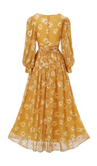 Feodora Romantic Yellow Floral Maxi Dress