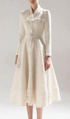 Jamir Elegant Lace Long Sleeve Midi Dress