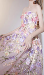 Danyale Dreamy Floral Embroidered Strapless Maxi Dress