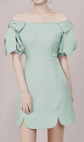 Donae Chic Off-Shoulder Mint Green Mini Dress