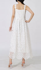 Elegant White Floral Lace Maxi Dress for Women