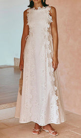 Fabiola White Eyelet Maxi Dress
