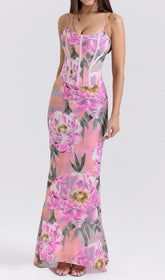 Elan Peony Bloom Corset Maxi Dress