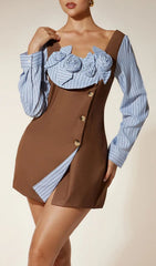Eissa Bloom & Stripe Mini Dress