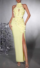 Stunning Red Floral Halter Bandage Maxi Dress