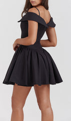Chic Black Off-Shoulder Corset Mini Dress for Women
