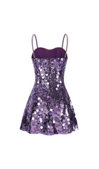 Isabela Purple Sequin Mini Dress