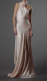 Carmelo Blush Pink Halter Maxi Gown