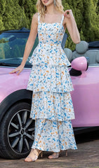 Dianthe Floral Printed Tiered Maxi Dress