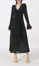 Encarna Black Diamond Shimmer Midi Dress