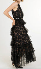 Kaelyn Leopard Mesh Maxi Dress
