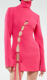 Sizzling Pink Cut-Out Bandage Mini Dress