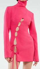 Sizzling Pink Cut-Out Bandage Mini Dress