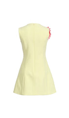 Erica Vibrant Yellow 3D Floral Mini Dress