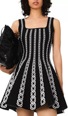 Russel Jacquard Sleeveless Fit & Flare Mini Dress