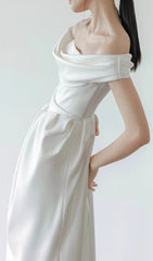 Femke Elegant Off-Shoulder White Wedding Dress
