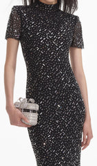 Emma Sparkling Black Crystal Maxi Gown