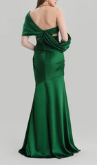Chesna Emerald Green Off-Shoulder Cutout Maxi Gown