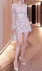 Eleni Chic White Floral Lace Mini Dress