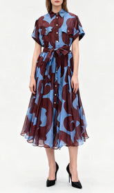 Jeroen Abstract Print Midi Shirt Dress