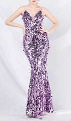 Chole Dazzling Purple Sequin Maxi Dress