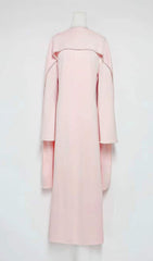 Hidi Pink Pearl Trim Shawl Maxi Dress