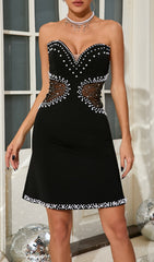 Chocho Black Pearl Strapless Mini Dress